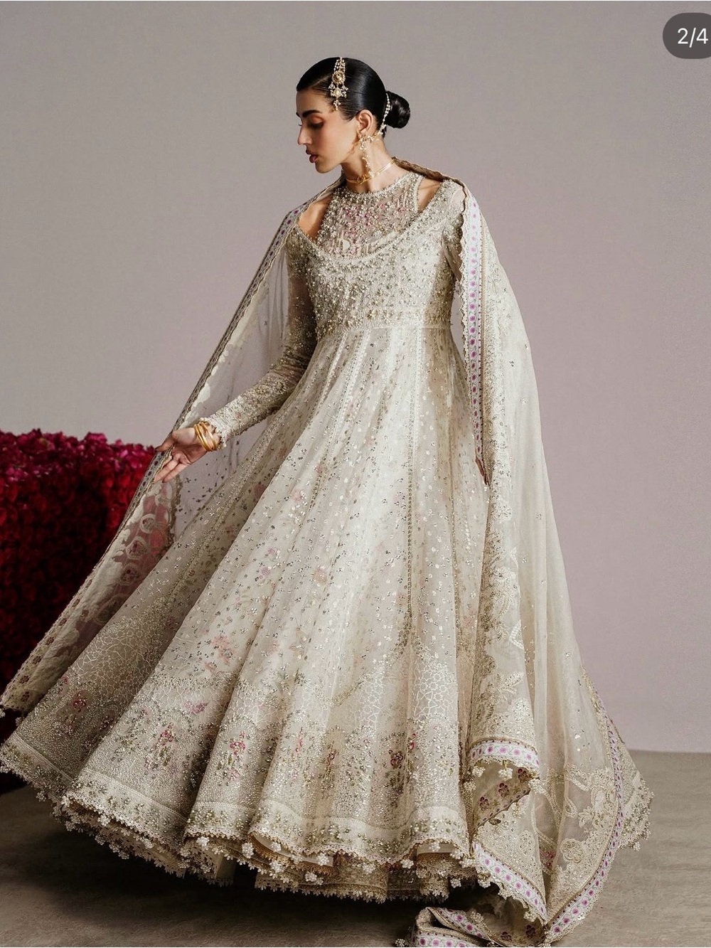 Suffuse Ivory Embellished Long-Sleeve Dress